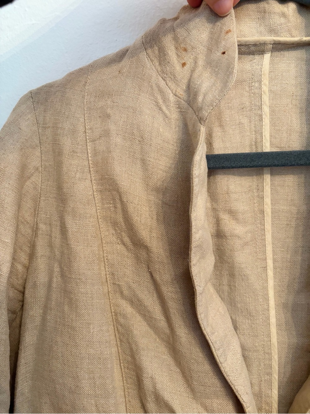 Beige Linen Long Blazer Jacket, L/XL - Picture 9 of 9
